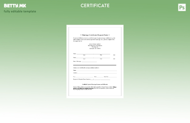 Модерен стил Шаблон за потврда за брак од округот Чехалис во САД